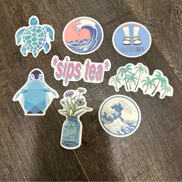 Sticker Pack Mix Spring Summer Tropical Stickers Ocean Beach Birkenstock Palms - Picture 1 of 6